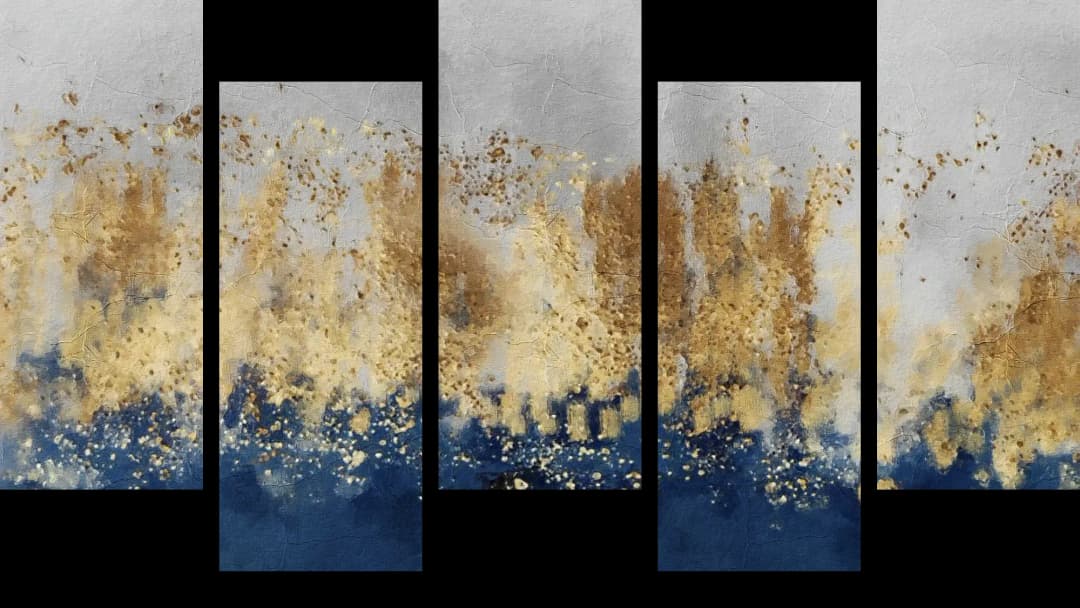 Golden Navy Skyline – 5 Panels Up & Down
