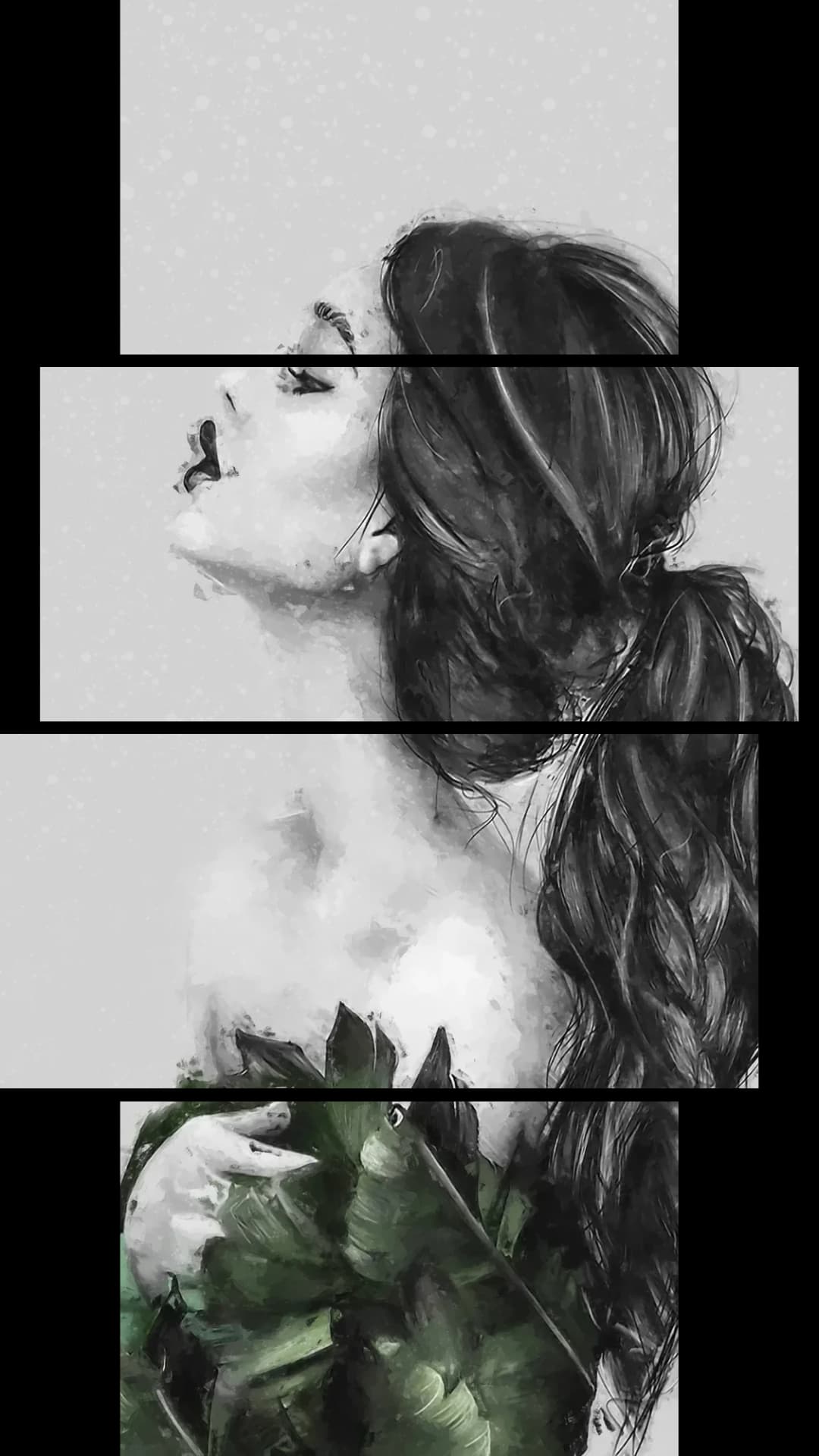 Green Plants Upward Gaze – 4 Panels