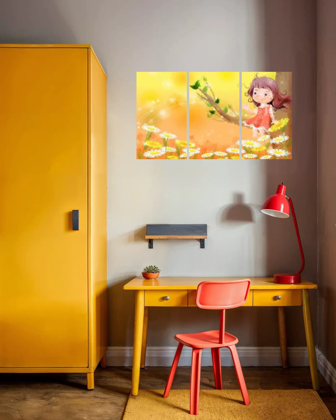 Happy Girl Daisy Field – 3 Panels