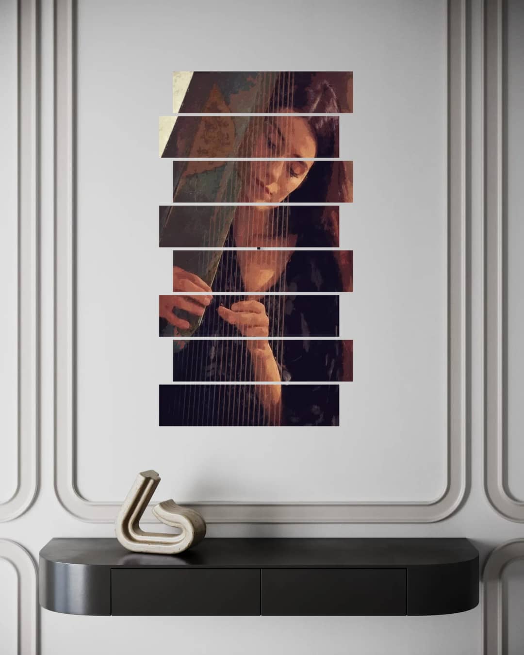 Harp Player Dark – 8 Panels Up & Down