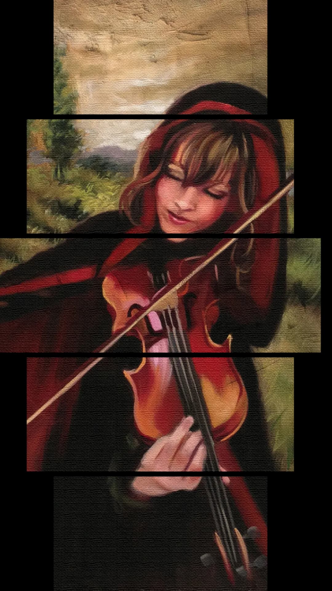 Hooded Violinist Forest – 5 Panels Hierarchy