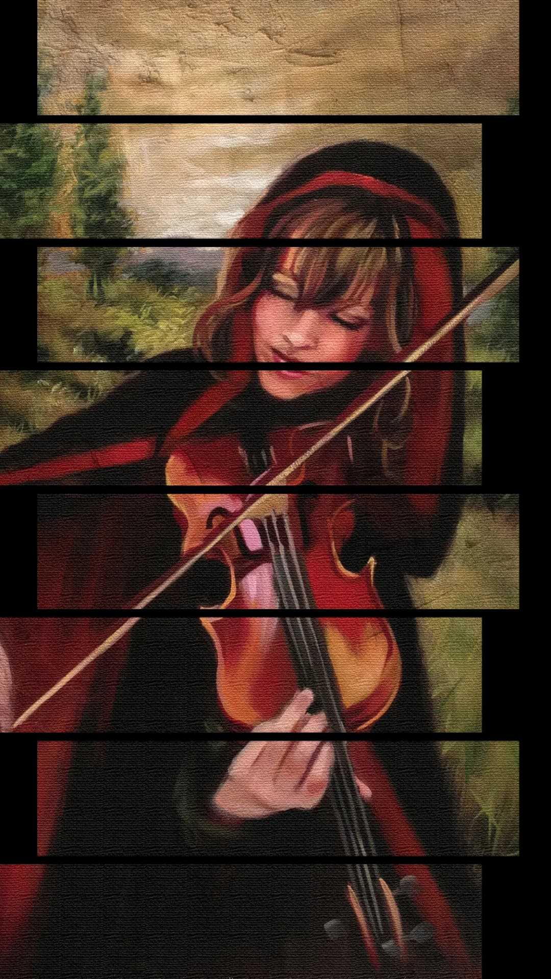 Hooded Violinist Forest – 8 Panels Up & Down