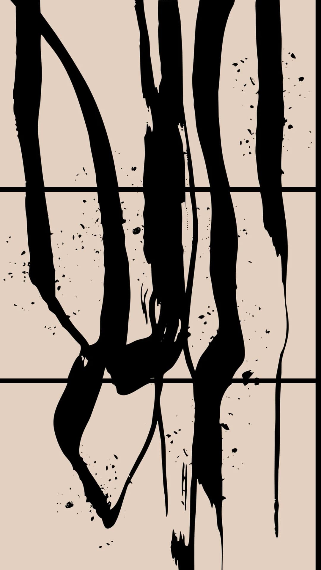 Ink Calligraphy Strokes – 3 Panels