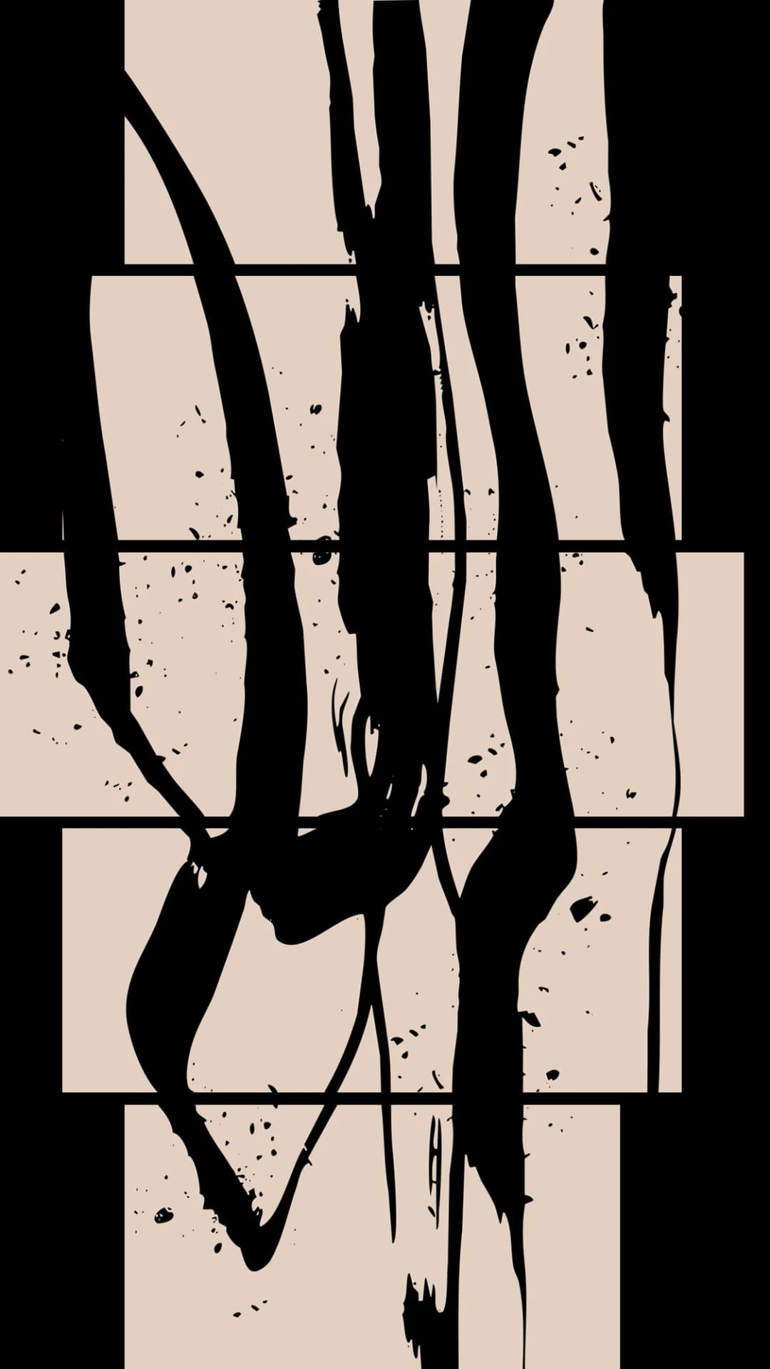 Ink Calligraphy Strokes – 5 Panels Hierarchy