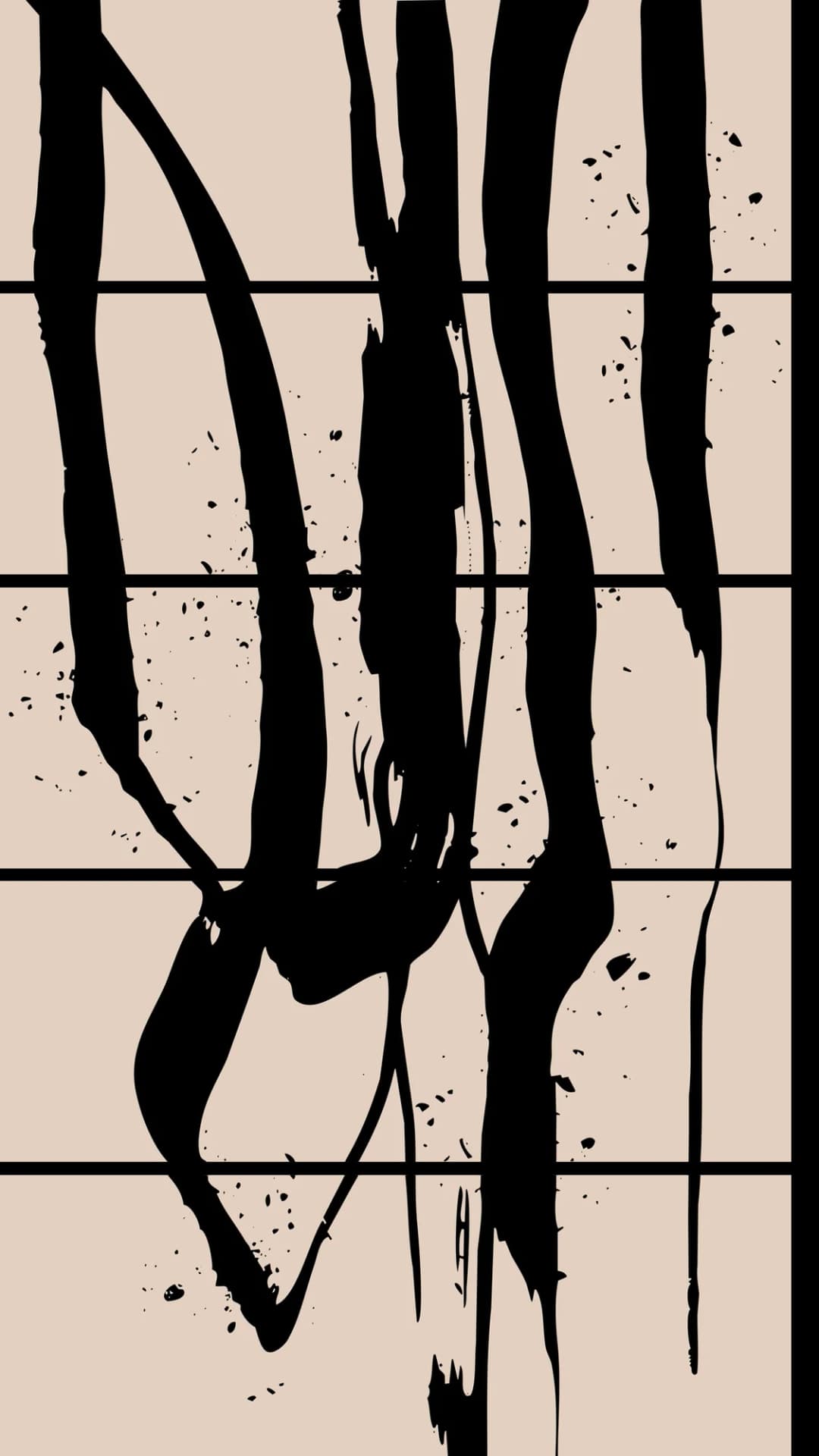 Ink Calligraphy Strokes – 5 Panels Straight