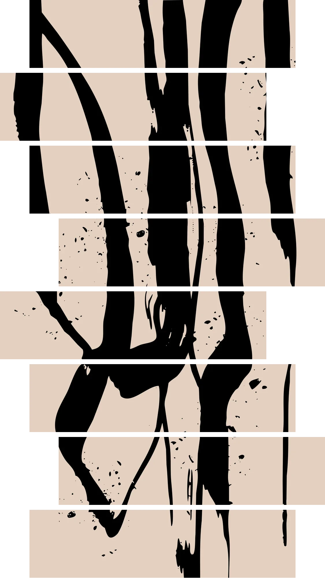 Ink Calligraphy Strokes – 8 Panels Hierarchy