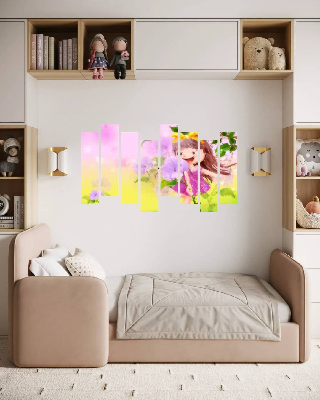 Joyful Girl Purple Flowers – 8 Panels Hierarchy