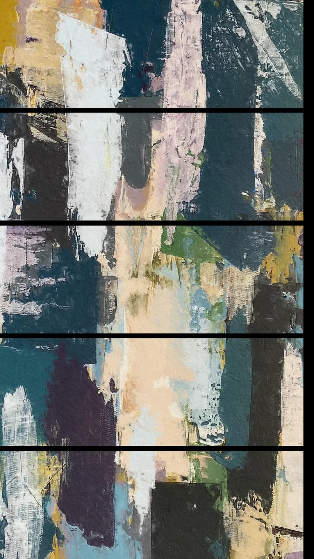 Layered Vertical Strokes – 5 Panels Straight