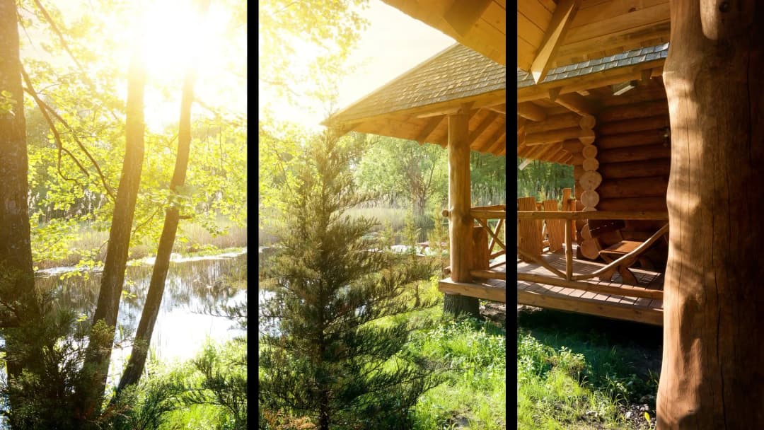 Log Cabin Forest Lake – 3 Panels