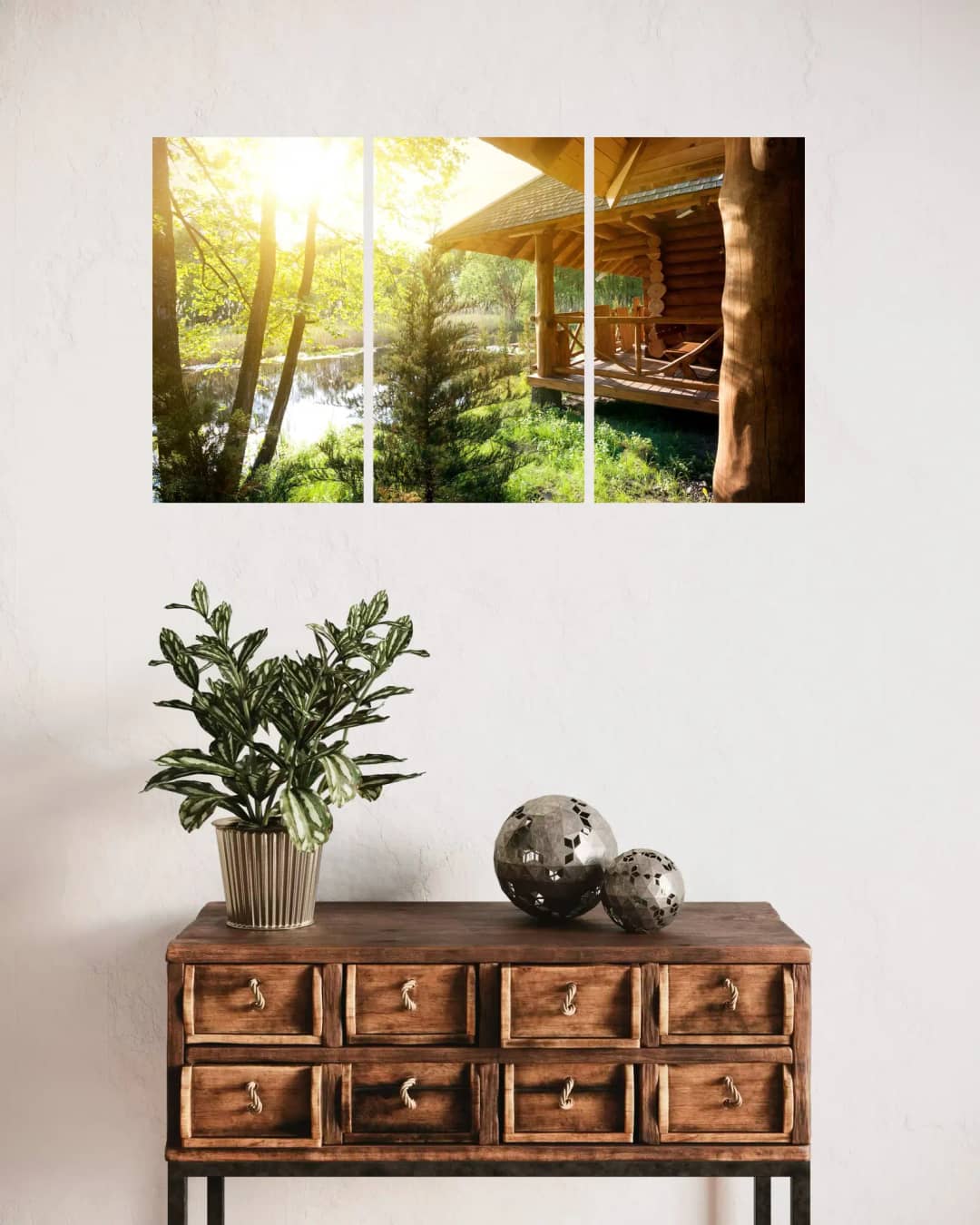 Log Cabin Forest Lake – 3 Panels