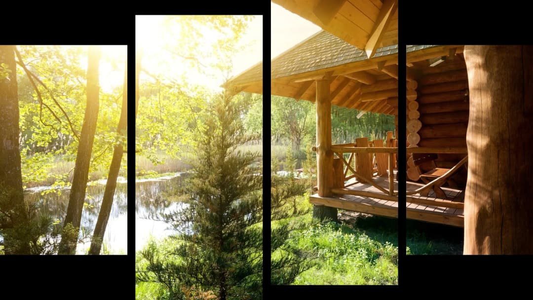 Log Cabin Forest Lake – 4 Panels
