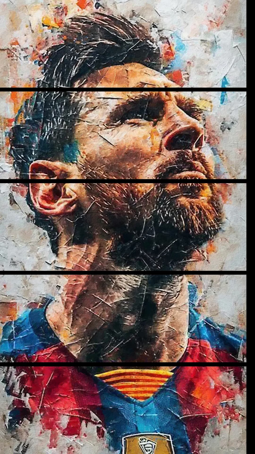 Messi Expressive Portrait – 5 Panels Straight