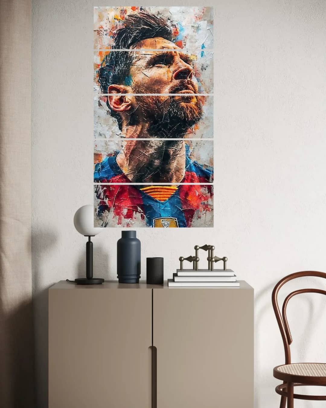 Messi Expressive Portrait – 5 Panels Straight