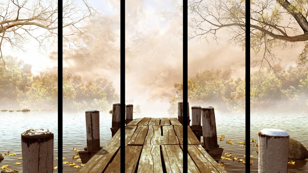 Misty Autumn Dock – 5 Panels Straight