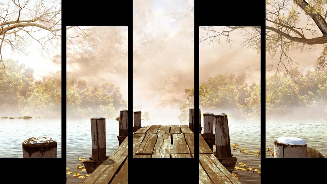 Misty Autumn Dock – 5 Panels Up & Down