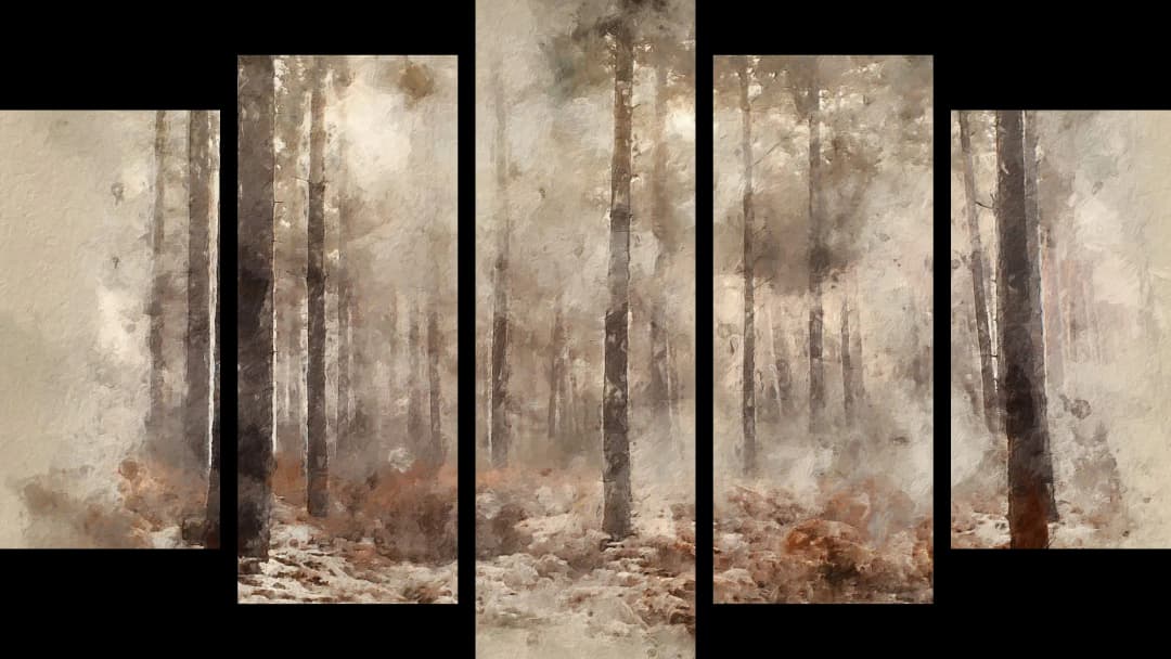 Misty Pine Forest – 5 Panels Hierarchy