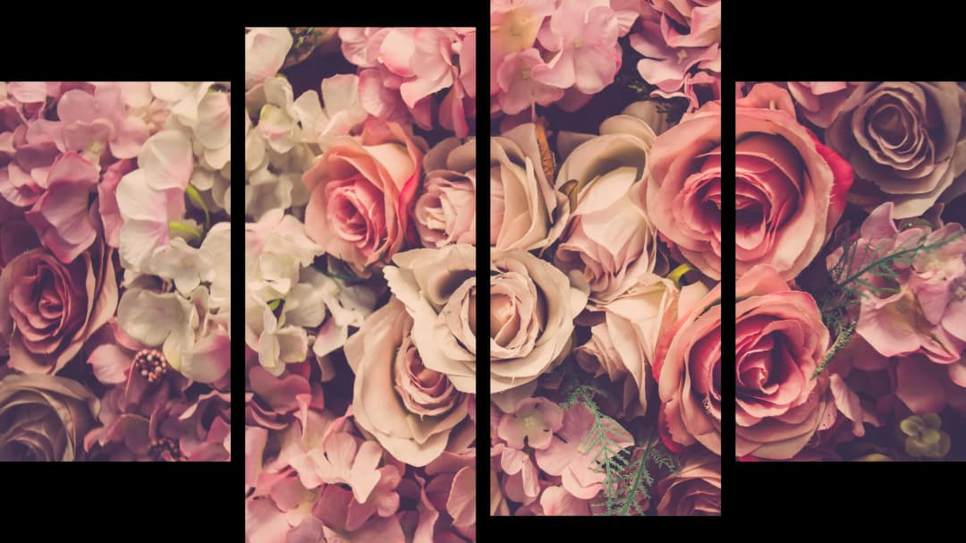 Mixed Rose Bouquet – 4 Panels