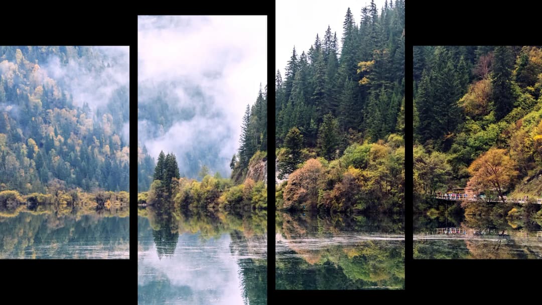 Mountain Forest Lake Reflection – 4 Panels