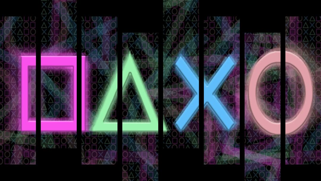 Neon PlayStation Symbols – 8 Panels Hierarchy