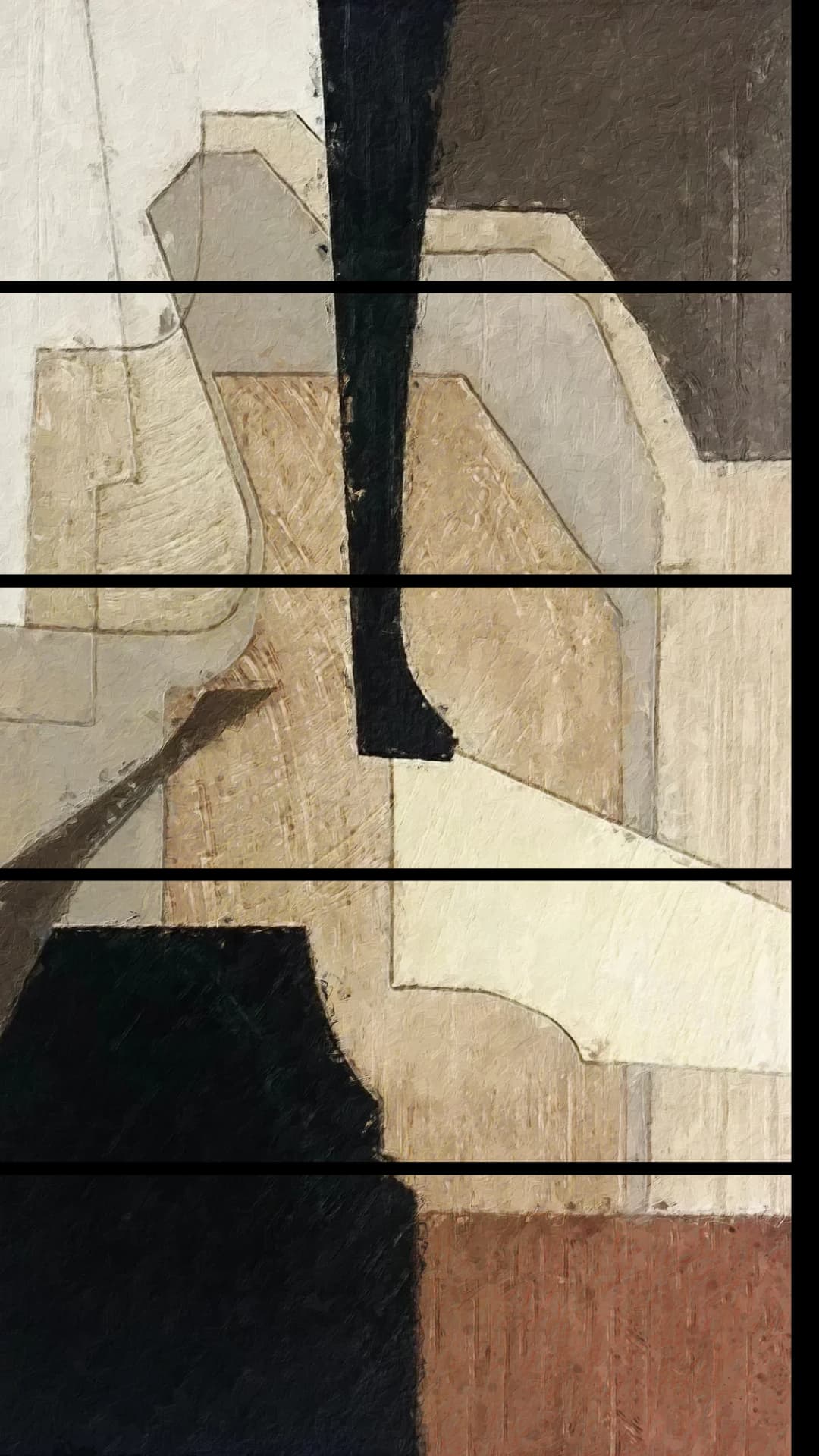Neutral Cubist Shapes – 5 Panels Straight