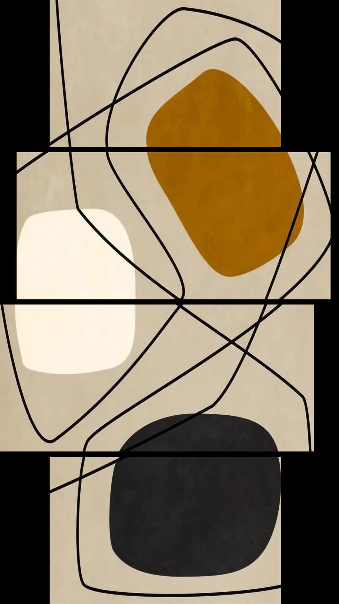 Ochre White Line Shapes – 4 Panels