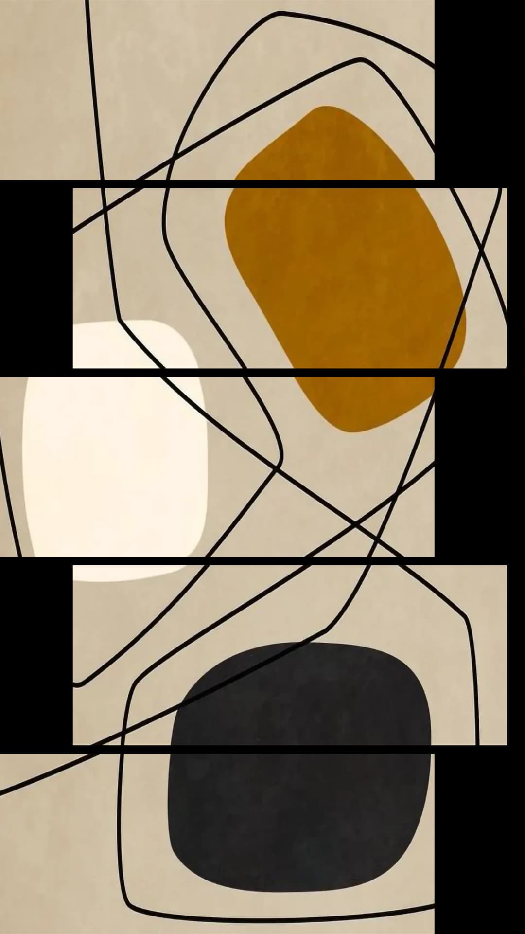 Ochre White Line Shapes – 5 Panels Up & Down