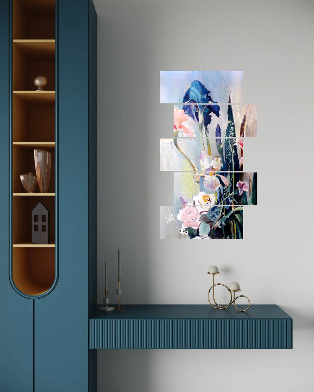 Painted Iris Bouquet – 5 Panels Up & Down