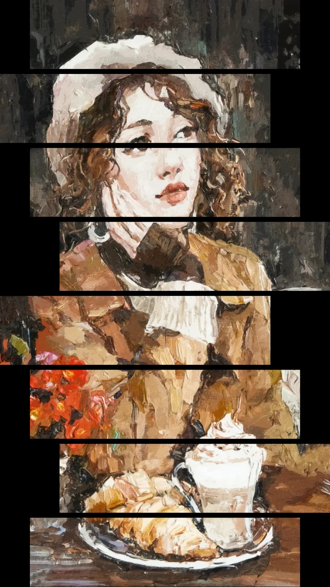 Parisian Girl with Latte – 8 Panels Hierarchy