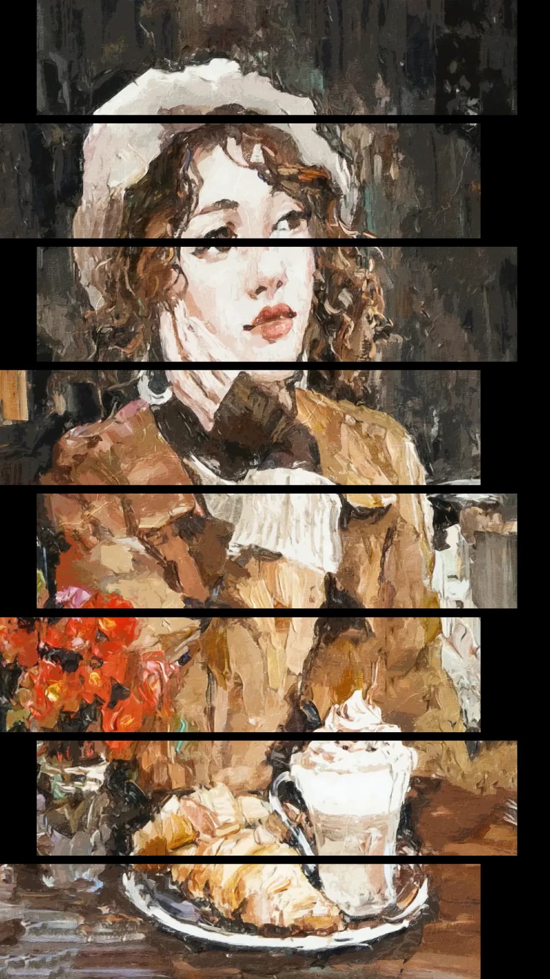 Parisian Girl with Latte – 8 Panels Up & Down