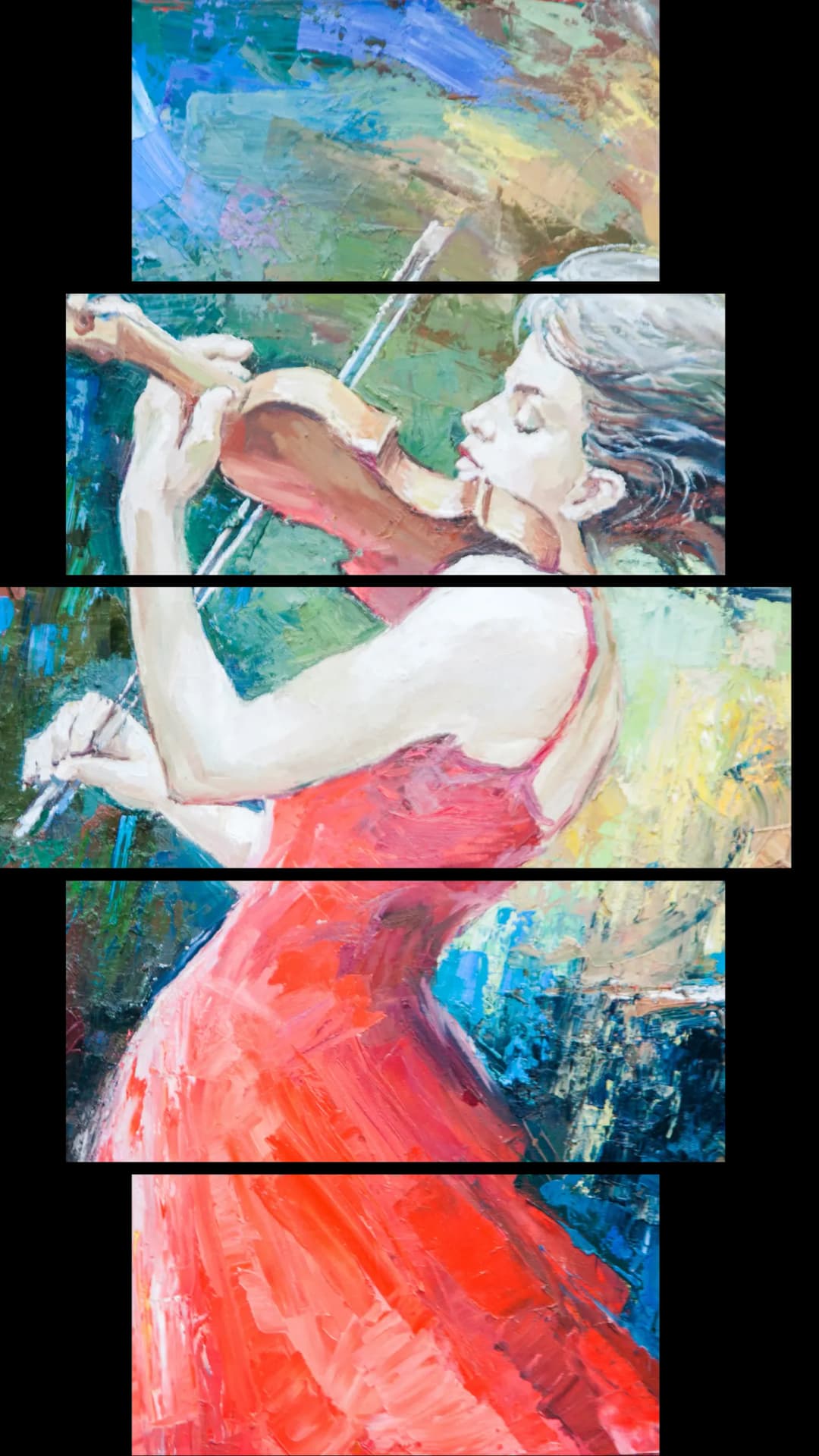 Passionate Violinist Red – 5 Panels Hierarchy