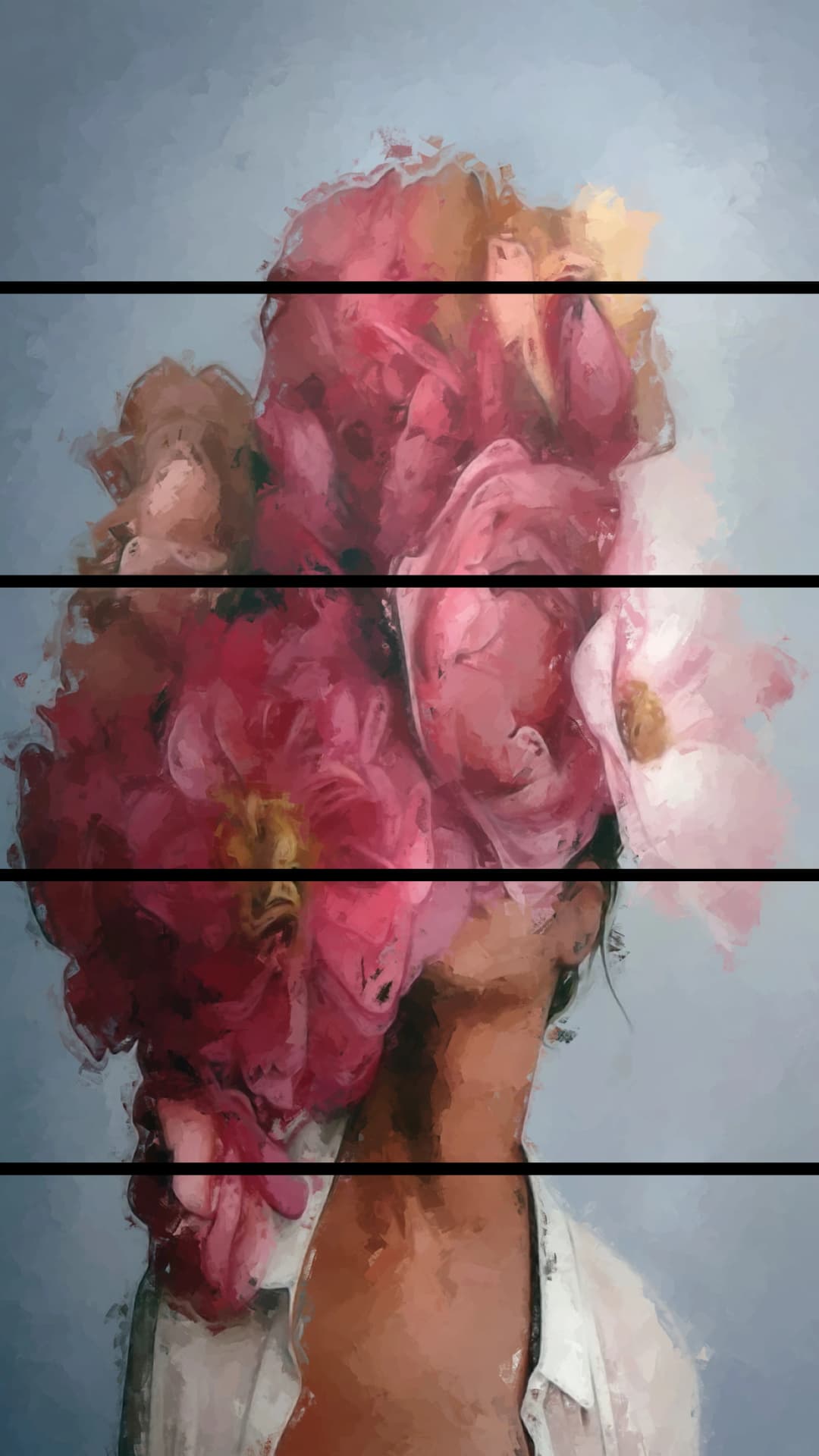 Pink Peony Veil – 5 Panels Straight