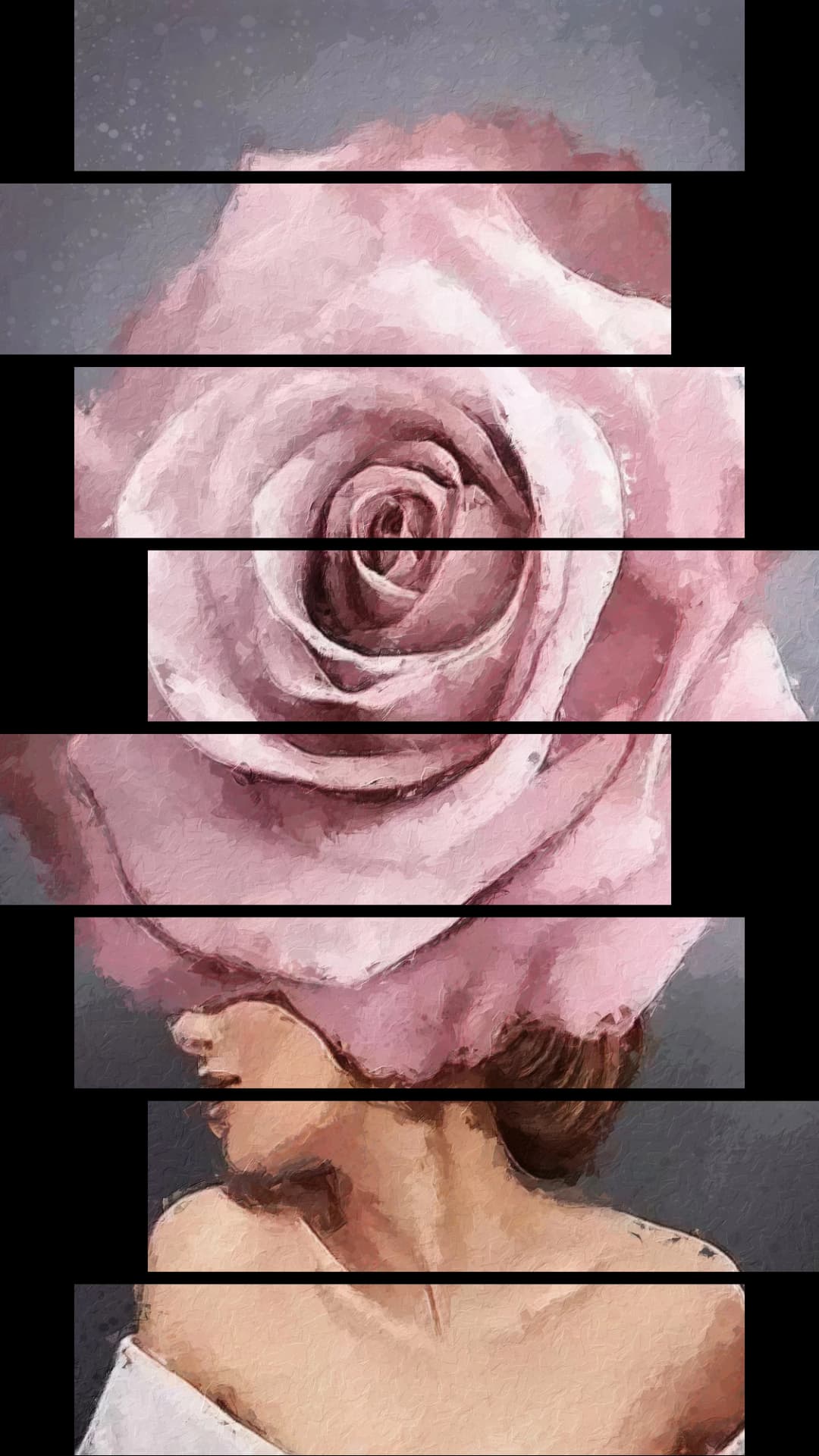 Pink Rose Head – 8 Panels Hierarchy