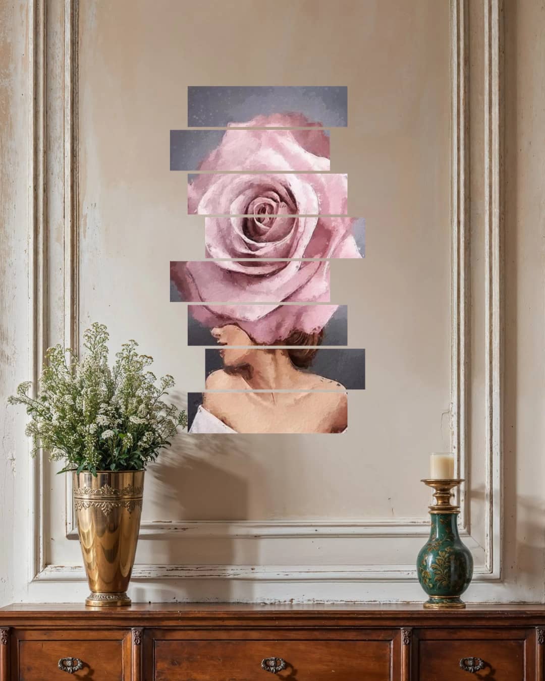 Pink Rose Head – 8 Panels Hierarchy