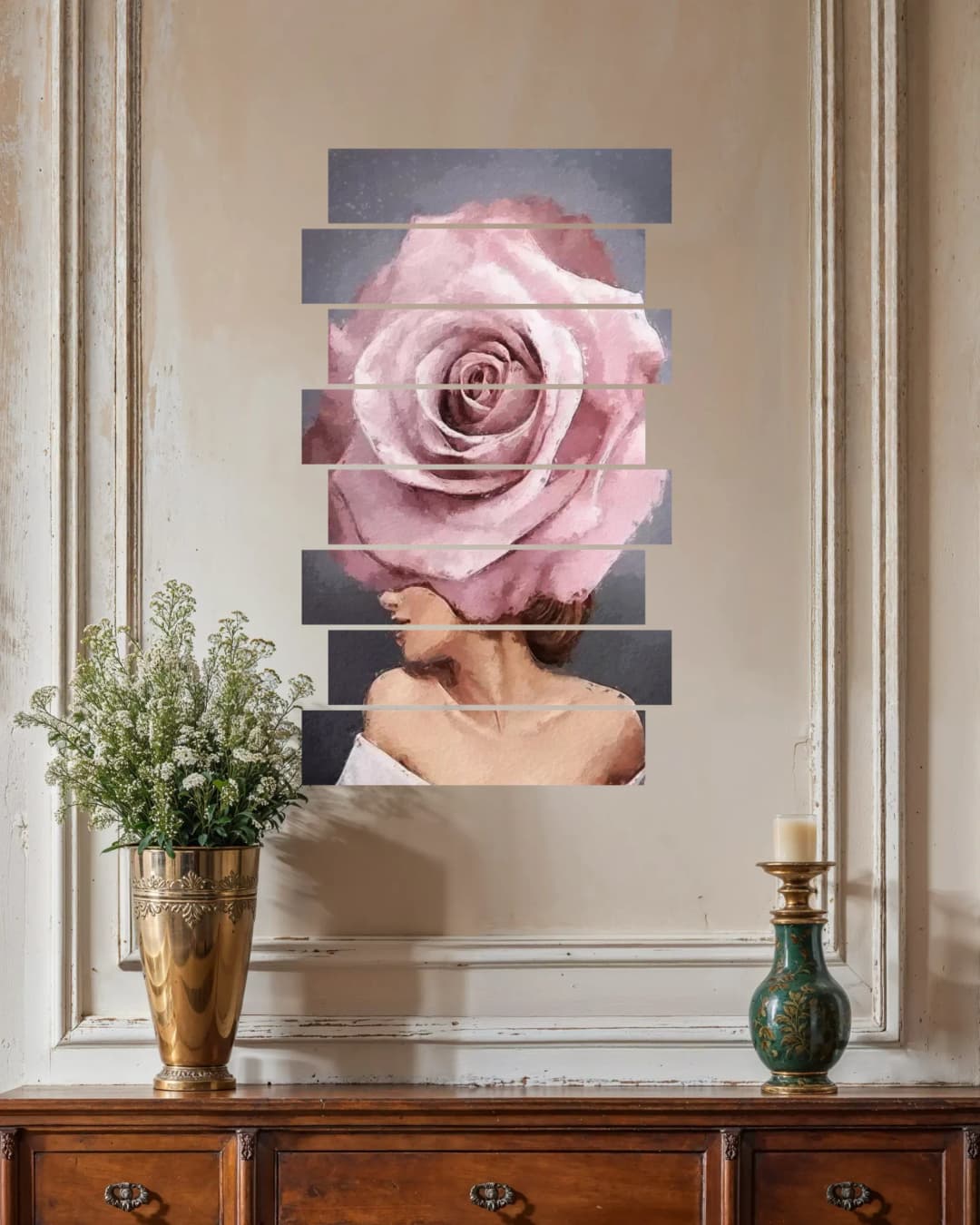 Pink Rose Head – 8 Panels Up & Down