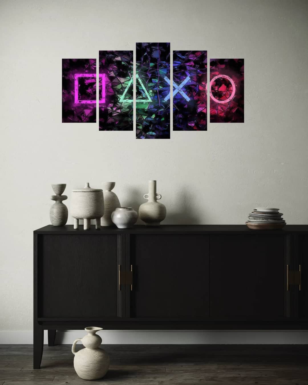 PlayStation Neon Mosaic – 5 Panels Hierarchy