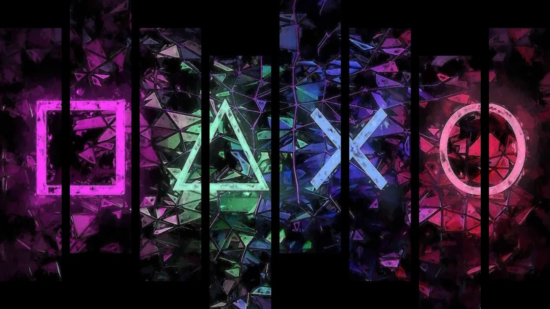PlayStation Neon Mosaic – 8 Panels Hierarchy