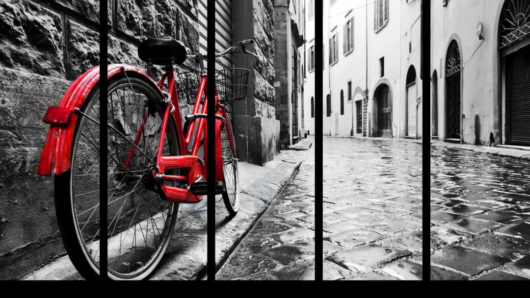 Red Bicycle Street – 5 Panels Straight