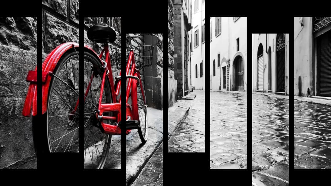 Red Bicycle Street – 8 Panels Hierarchy