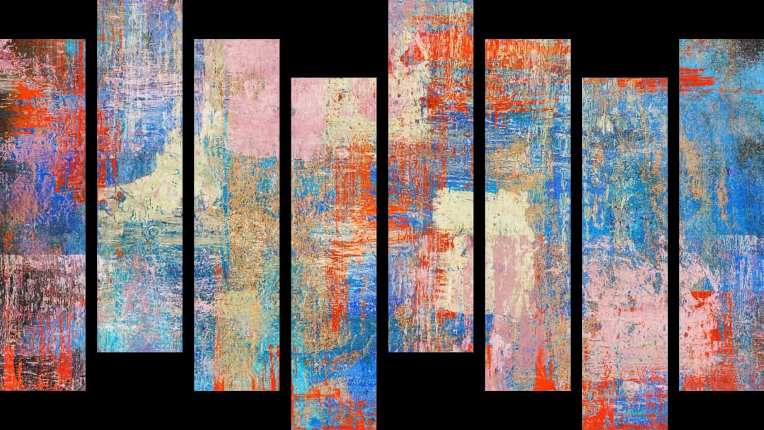 Red Blue Textured Abstract – 8 Panels Hierarchy