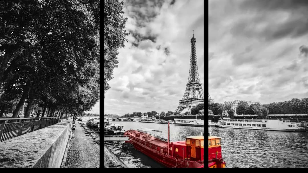 Red Boat Seine River – 3 Panels