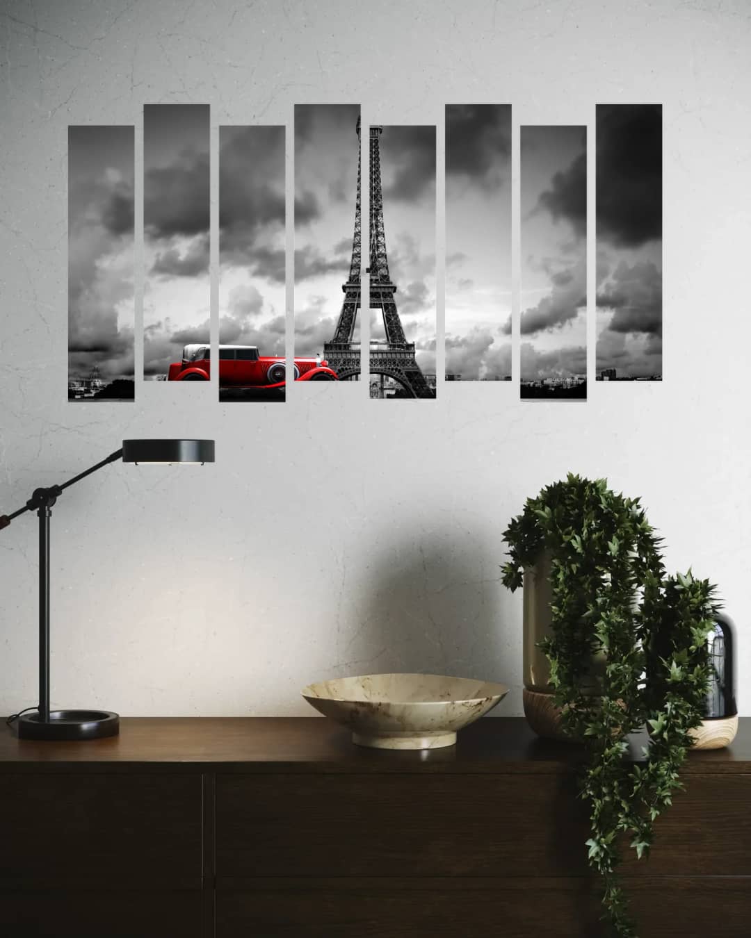 Red Car Eiffel Tower – 8 Panels Up & Down