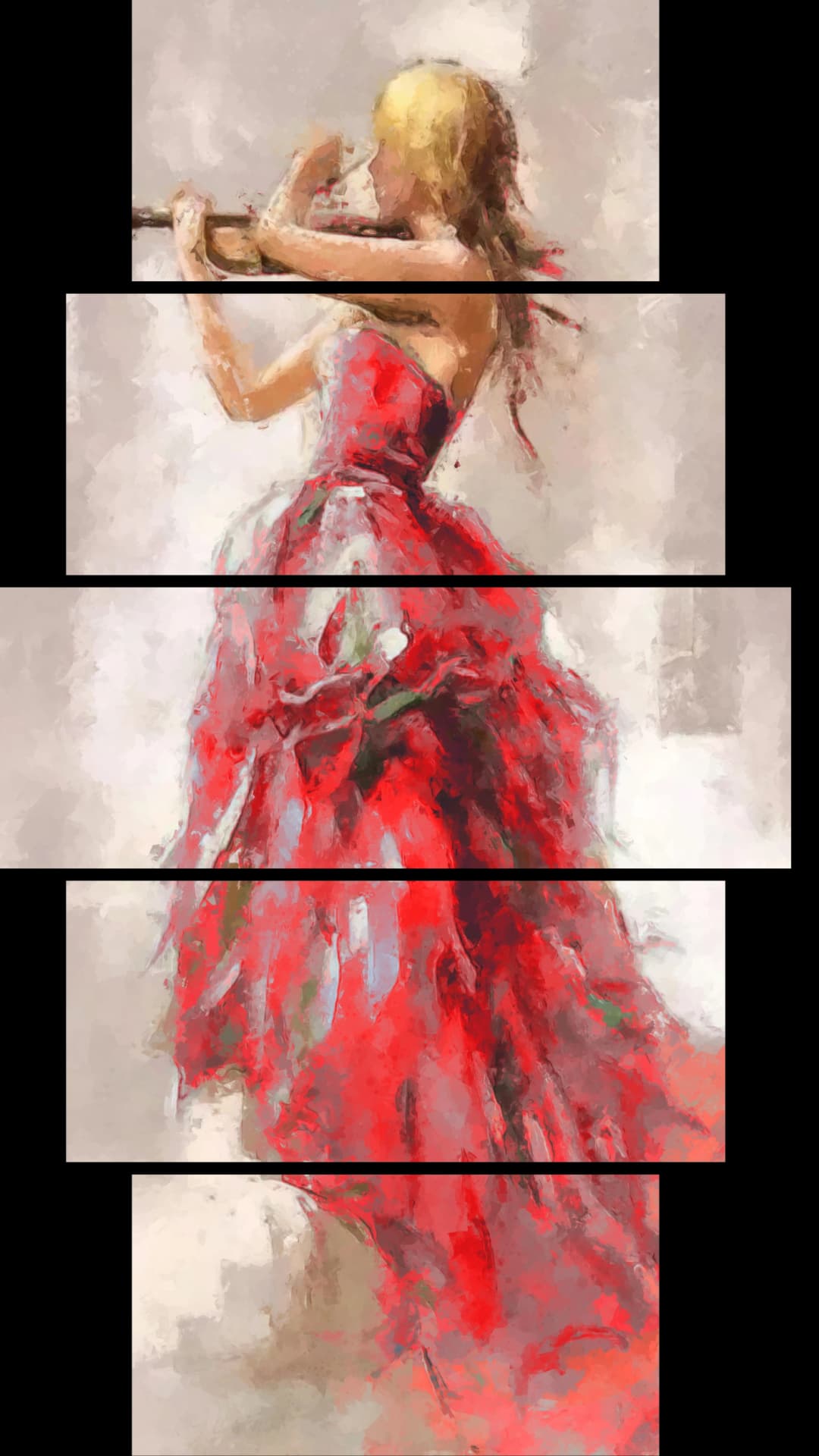 Red Gown Violinist – 5 Panels Hierarchy