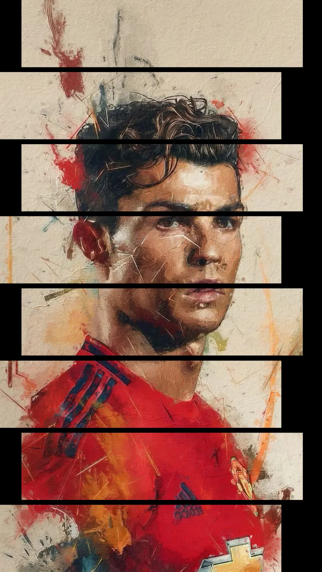 Ronaldo Painted Manchester Portrait – 8 Panels Up & Down