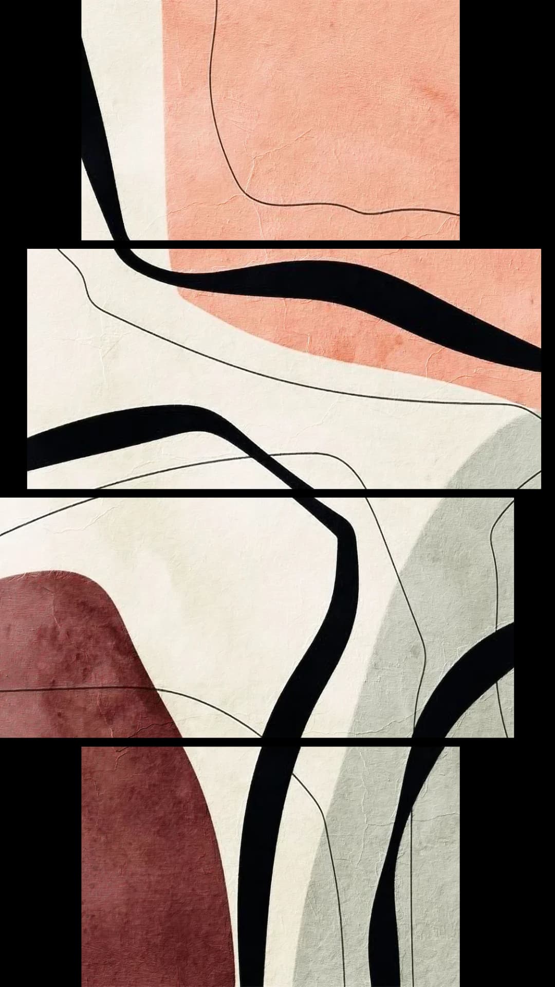 Rosy Curved Lines – 4 Panels