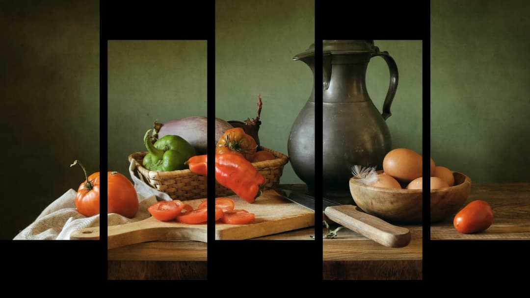 Rustic Kitchen Still Life – 5 Panels Up & Down