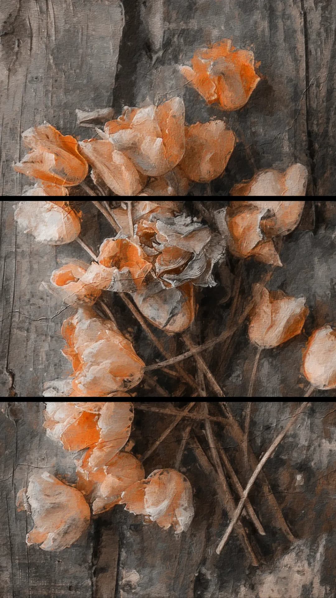 Rustic Orange Tulips – 3 Panels