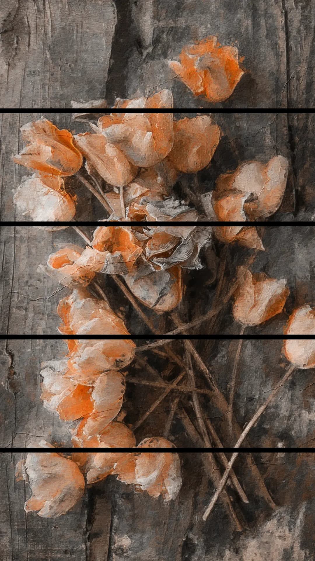 Rustic Orange Tulips – 5 Panels Straight