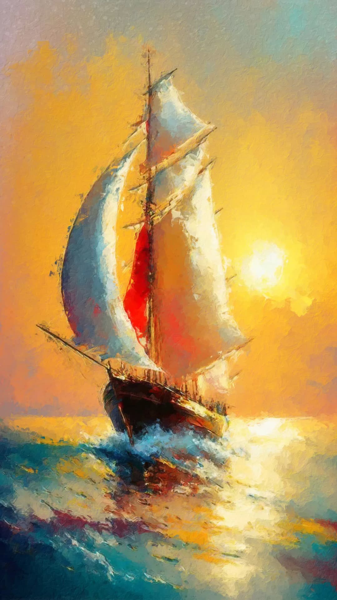 Sailing Ship Ocean Sunset