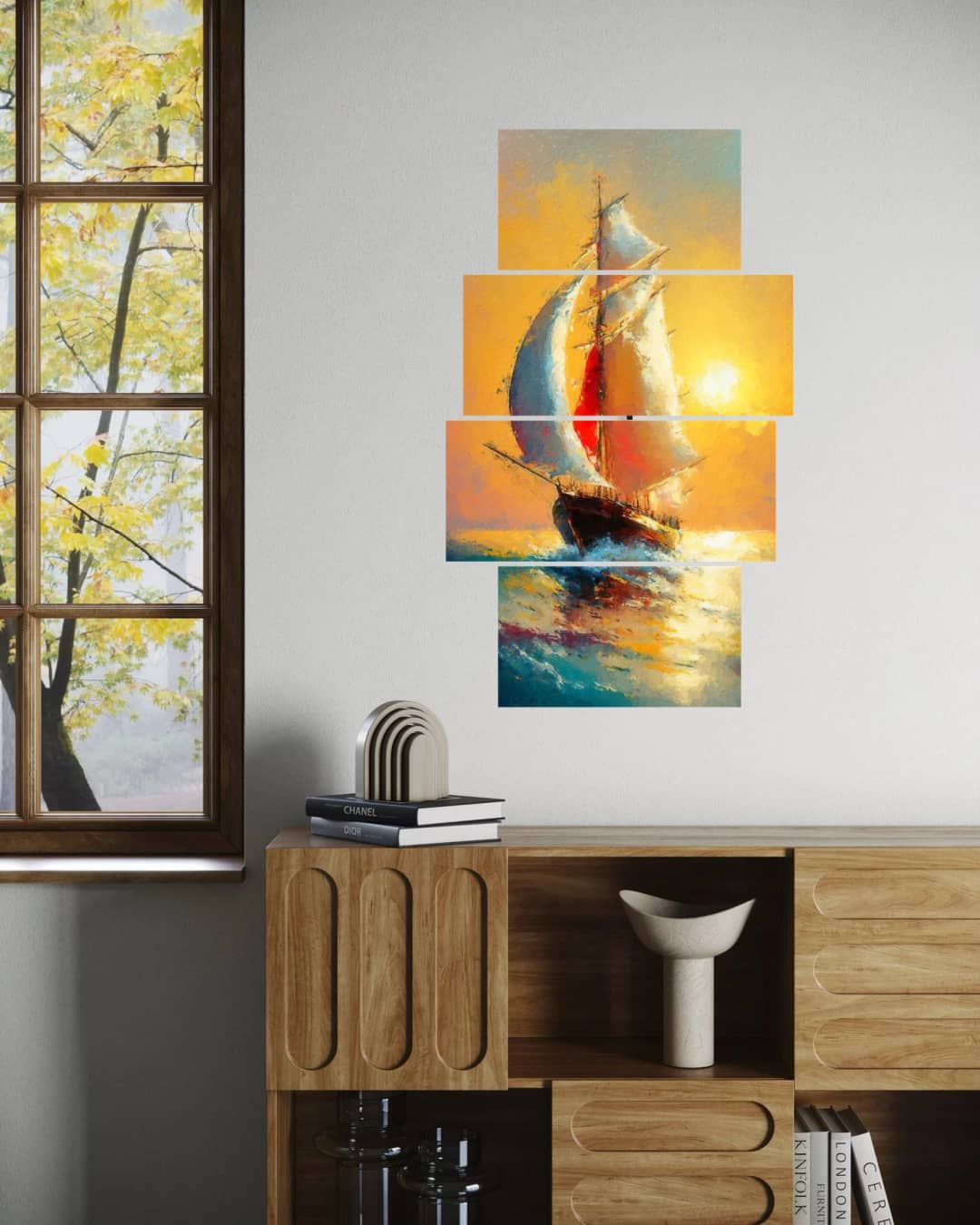 Sailing Ship Ocean Sunset – 4 Panels