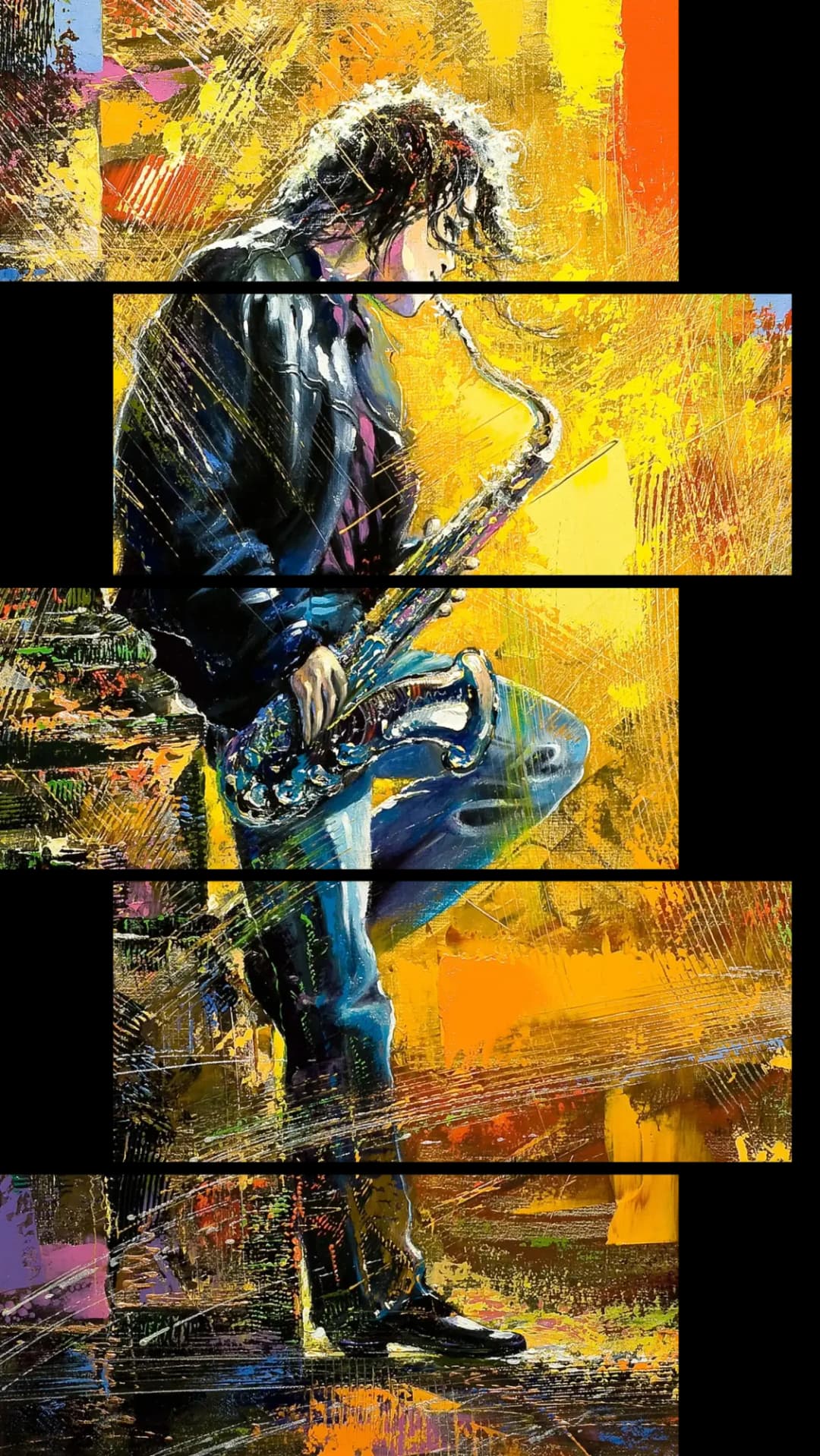 Soulful Saxophone Player – 5 Panels Up & Down